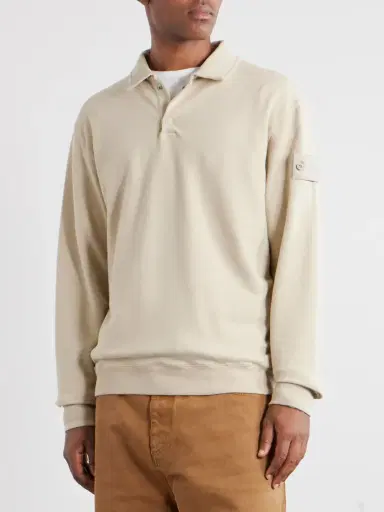Stone Island STONE ISLAND GHOST Logo-Appliquéd Garment-Dyed Stretch Cotton-Fleece Polo Shirt - Men | Thumbnail 3 Stone Island STONE ISLAND GHOST Logo-Appliquéd Garment-Dyed Stretch Cotton-Fleece Polo Shirt - Men | Thumbnail 3