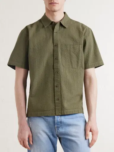 Aimé Leon Dore Cropped Cotton-Seersucker Shirt - Men | Thumbnail 3