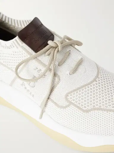 Berluti Shadow Leather-Trimmed Stretch-Knit Sneakers - Men | Thumbnail 5