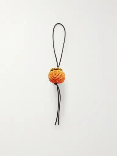 JW Anderson Persimmon Crocheted Cotton and Leather Bag Charm - Men | Thumbnail 3 JW Anderson Persimmon Crocheted Cotton and Leather Bag Charm - Men | Thumbnail 3