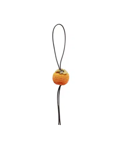 JW Anderson Persimmon Crocheted Cotton and Leather Bag Charm - Men | Thumbnail 1 JW Anderson Persimmon Crocheted Cotton and Leather Bag Charm - Men | Thumbnail 1