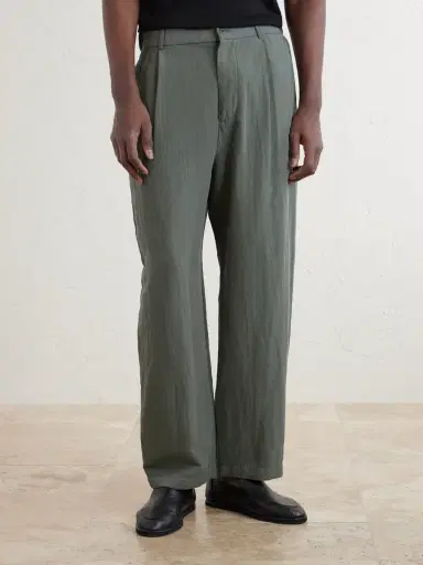 ATON Wide-Leg Cotton and Linen-Blend Twill Trousers - Men | Thumbnail 3 ATON Wide-Leg Cotton and Linen-Blend Twill Trousers - Men | Thumbnail 3