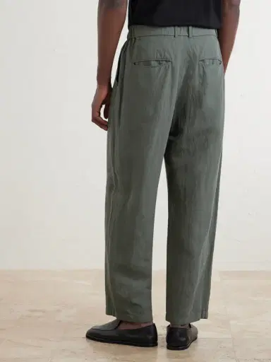 ATON Wide-Leg Cotton and Linen-Blend Twill Trousers - Men | Thumbnail 4 ATON Wide-Leg Cotton and Linen-Blend Twill Trousers - Men | Thumbnail 4