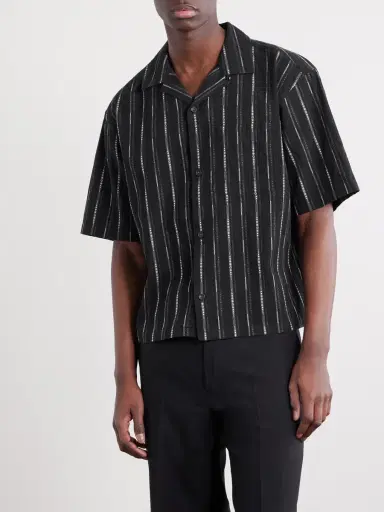 Aimé Leon Dore Camp-Collar Striped Cotton-Blend Jacquard Shirt - Men | Thumbnail 3 Aimé Leon Dore Camp-Collar Striped Cotton-Blend Jacquard Shirt - Men | Thumbnail 3