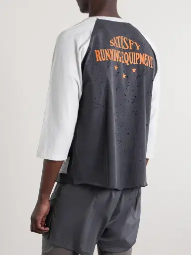 Satisfy Logo-Print Distressed MothTech™ Organic Cotton-Jersey T-Shirt - Men | Thumbnail 4 Satisfy Logo-Print Distressed MothTech™ Organic Cotton-Jersey T-Shirt - Men | Thumbnail 4