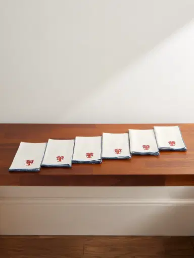 The Conran Shop Vedura Set of Six Embroidered Cotton and Linen-Blend Napkins - Men | Thumbnail 1 The Conran Shop Vedura Set of Six Embroidered Cotton and Linen-Blend Napkins - Men | Thumbnail 1