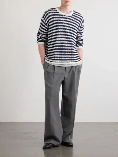 Aimé Leon Dore Eyelet Striped Open-Knit Cotton Sweater - Men | Thumbnail 2