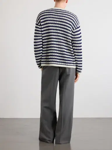 Aimé Leon Dore Eyelet Striped Open-Knit Cotton Sweater - Men | Thumbnail 4