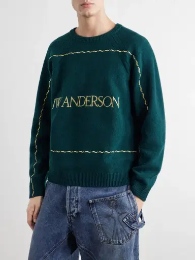 JW Anderson Logo-Embroidered Wool Sweater - Men | Thumbnail 3 JW Anderson Logo-Embroidered Wool Sweater - Men | Thumbnail 3