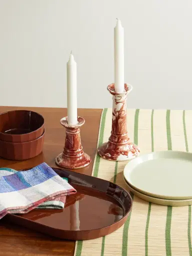 The Conran Shop Wardour Set of Two Earthenware Candlesticks - Men | Thumbnail 2