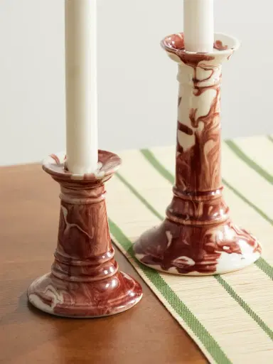 The Conran Shop Wardour Set of Two Earthenware Candlesticks - Men | Thumbnail 3