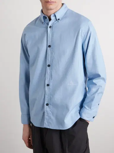 Stone Island Button-Down Collar Logo-Embroidered Organic Cotton-Tela Shirt - Men | Thumbnail 3 Stone Island Button-Down Collar Logo-Embroidered Organic Cotton-Tela Shirt - Men | Thumbnail 3
