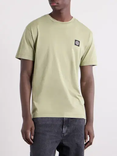 Stone Island Logo-Appliquéd Garment-Dyed Cotton-Jersey T-Shirt - Men | Thumbnail 3