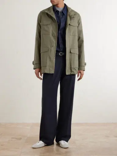 Kiton Suede-Trimmed Linen Field Jacket - Men | Thumbnail 2