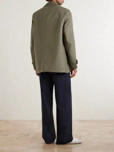 Kiton Suede-Trimmed Linen Field Jacket - Men | Thumbnail 4