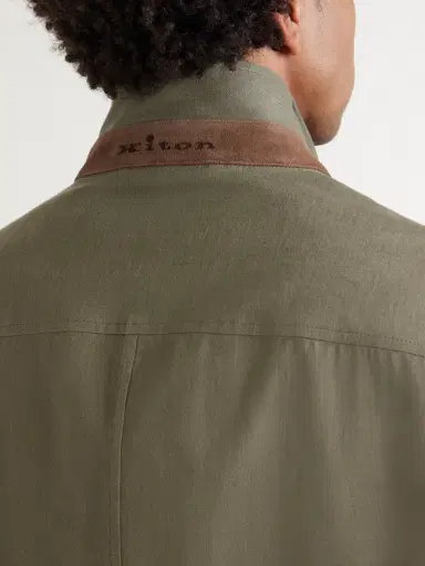 Kiton Suede-Trimmed Linen Field Jacket - Men | Thumbnail 5