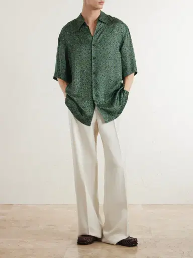 Dries Van Noten Camp-Collar Printed Satin Shirt - Men | Thumbnail 2