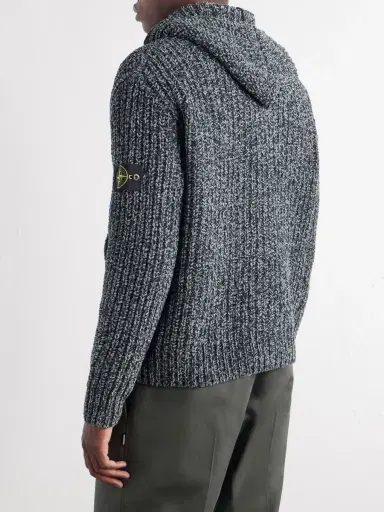 Stone Island Knitted Cotton-Chenille Zip-Up Hoodie - Men | Thumbnail 4 Stone Island Knitted Cotton-Chenille Zip-Up Hoodie - Men | Thumbnail 4