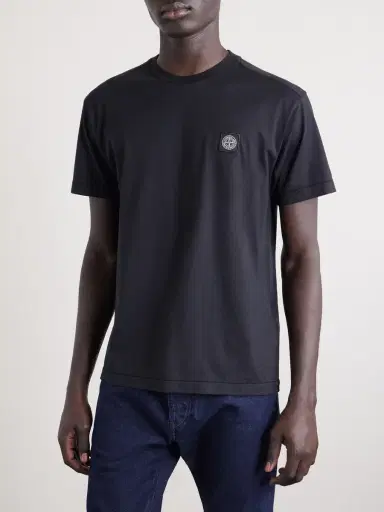 Stone Island Logo-Appliquéd Garment-Dyed Cotton-Jersey T-Shirt - Men | Thumbnail 3 Stone Island Logo-Appliquéd Garment-Dyed Cotton-Jersey T-Shirt - Men | Thumbnail 3