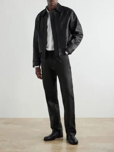 ADON Slim-Fit Straight-Leg Panelled Leather Trousers - Men | Thumbnail 2 ADON Slim-Fit Straight-Leg Panelled Leather Trousers - Men | Thumbnail 2