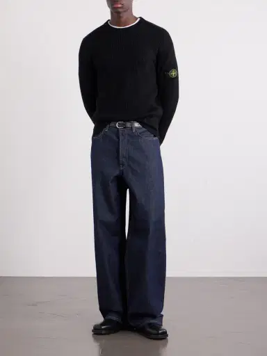 Stone Island Logo-Appliquéd Ribbed Virgin Wool Sweater - Men | Thumbnail 2 Stone Island Logo-Appliquéd Ribbed Virgin Wool Sweater - Men | Thumbnail 2