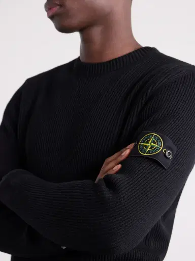 Stone Island Logo-Appliquéd Ribbed Virgin Wool Sweater - Men | Thumbnail 5 Stone Island Logo-Appliquéd Ribbed Virgin Wool Sweater - Men | Thumbnail 5