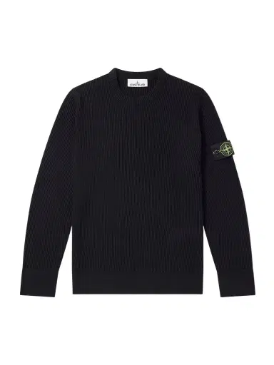 Stone Island Logo-Appliquéd Ribbed Virgin Wool Sweater - Men | Thumbnail 1 Stone Island Logo-Appliquéd Ribbed Virgin Wool Sweater - Men | Thumbnail 1