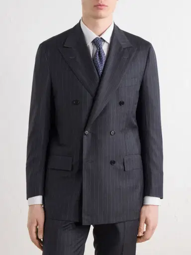 Kiton Double-Breasted Pinstriped Wool Suit Jacket - Men | Thumbnail 3 Kiton Double-Breasted Pinstriped Wool Suit Jacket - Men | Thumbnail 3