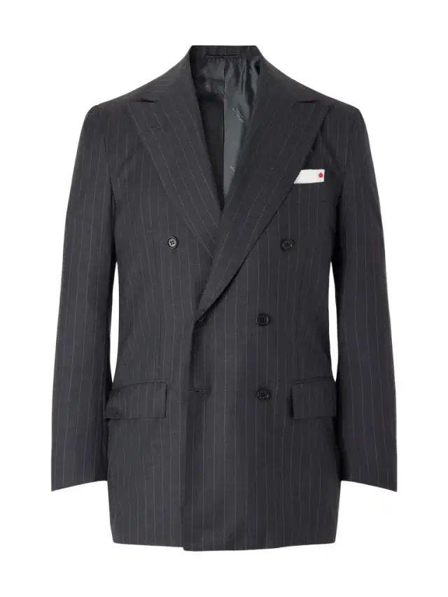 Kiton Double-Breasted Pinstriped Wool Suit Jacket - Men