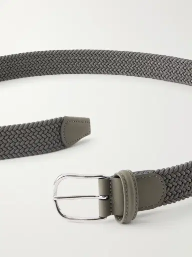 Anderson's 3.5cm Leather-Trimmed Woven Elastic Belt - Men | Thumbnail 3 Anderson's 3.5cm Leather-Trimmed Woven Elastic Belt - Men | Thumbnail 3
