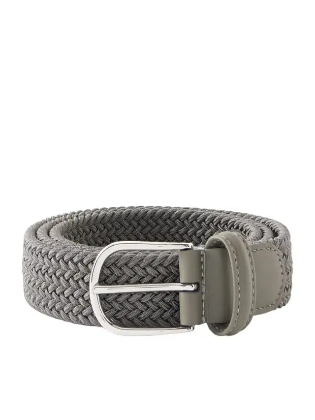 3.5cm Leather-Trimmed Woven Elastic Belt - Men 3.5cm Leather-Trimmed Woven Elastic Belt - Men