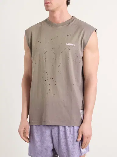 Satisfy Distressed Logo-Print MothTech™ Organic Cotton-Jersey Tank Top - Men | Thumbnail 3 Satisfy Distressed Logo-Print MothTech™ Organic Cotton-Jersey Tank Top - Men | Thumbnail 3