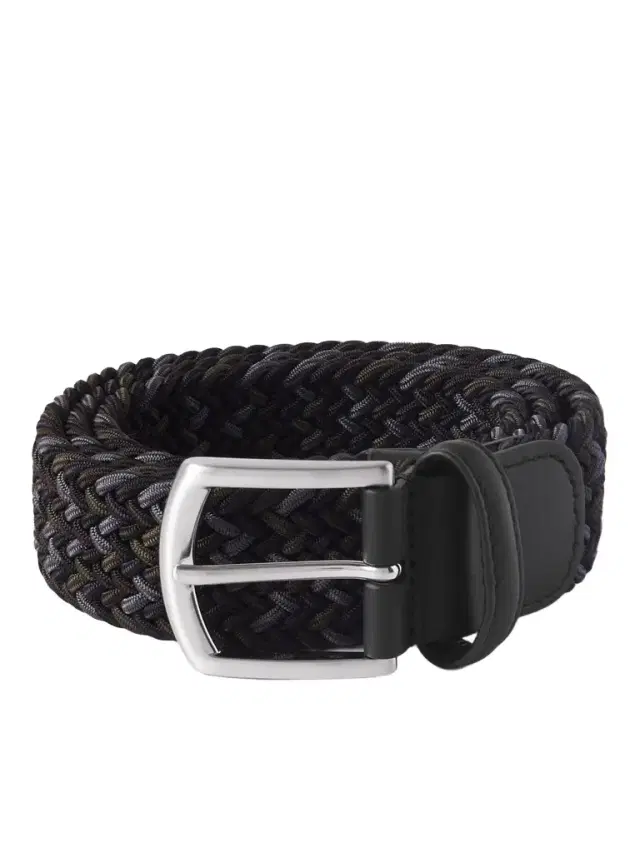 3.5cm Leather-Trimmed Woven Elastic Belt - Men 3.5cm Leather-Trimmed Woven Elastic Belt - Men