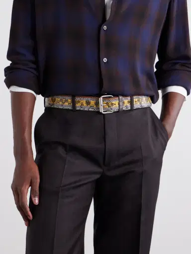 Dries Van Noten 3cm Patchwork Snake-Effect Leather Belt - Men | Thumbnail 2