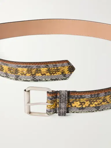 Dries Van Noten 3cm Patchwork Snake-Effect Leather Belt - Men | Thumbnail 3