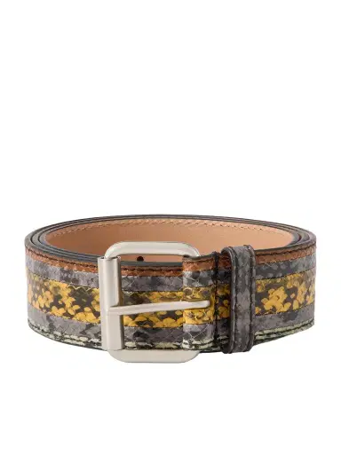 Dries Van Noten 3cm Patchwork Snake-Effect Leather Belt - Men | Thumbnail 1