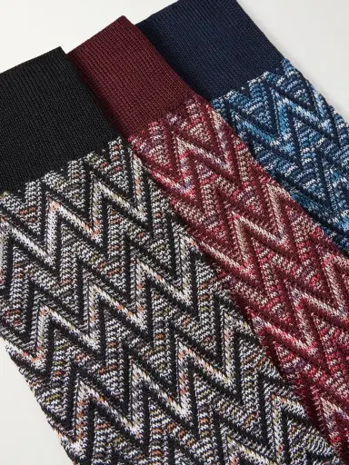 Missoni Three-Pack Crochet-Knit Cotton-Blend Socks - Men | Thumbnail 2