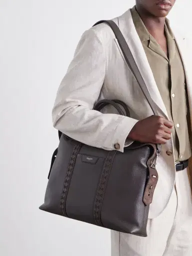 Serapian Suede-Trimmed Full-Grain Leather Briefcase - Men | Thumbnail 3 Serapian Suede-Trimmed Full-Grain Leather Briefcase - Men | Thumbnail 3