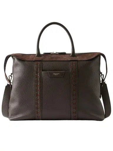 Serapian Suede-Trimmed Full-Grain Leather Briefcase - Men | Thumbnail 1 Serapian Suede-Trimmed Full-Grain Leather Briefcase - Men | Thumbnail 1