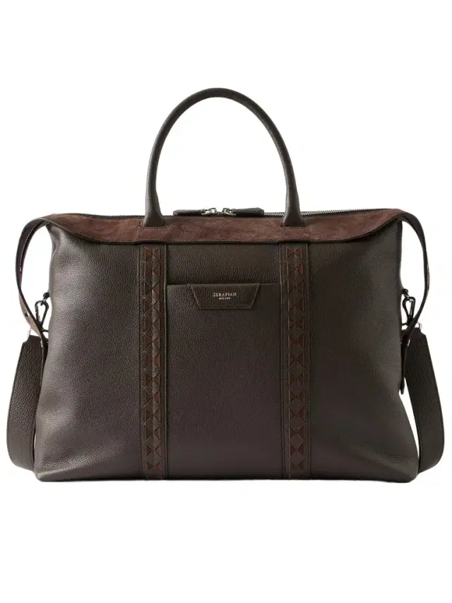Suede-Trimmed Full-Grain Leather Briefcase - Men
