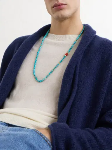 Peyote Bird Ritual 14-Karat Gold, Turquoise and Coral Beaded Necklace - Men | Thumbnail 2 Peyote Bird Ritual 14-Karat Gold, Turquoise and Coral Beaded Necklace - Men | Thumbnail 2