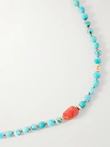 Peyote Bird Ritual 14-Karat Gold, Turquoise and Coral Beaded Necklace - Men | Thumbnail 4 Peyote Bird Ritual 14-Karat Gold, Turquoise and Coral Beaded Necklace - Men | Thumbnail 4