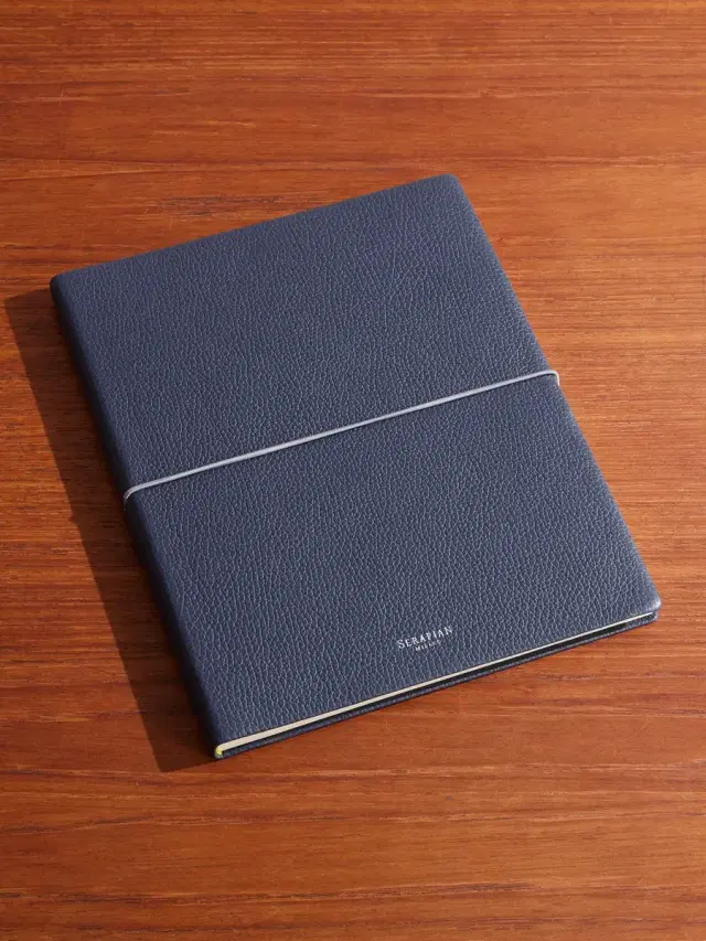 Serapian Large Logo-Print Full-Grain Cachemire Leather Notebook - Men