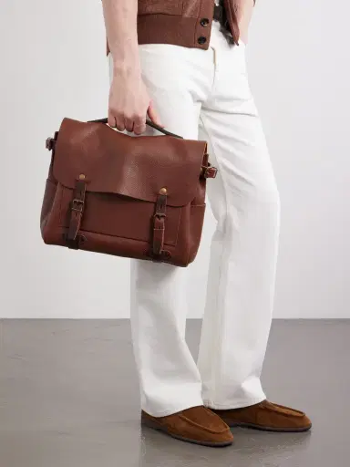 Bleu de Chauffe Éclair Leather Messenger Bag - Men | Thumbnail 2 Bleu de Chauffe Éclair Leather Messenger Bag - Men | Thumbnail 2