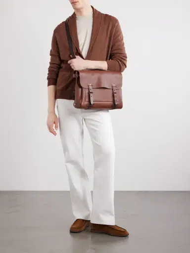 Bleu de Chauffe Éclair Leather Messenger Bag - Men | Thumbnail 3 Bleu de Chauffe Éclair Leather Messenger Bag - Men | Thumbnail 3