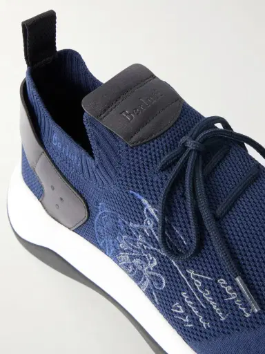 Berluti Shadow Logo-Embroidered Leather-Trimmed Stretch-Knit Sneakers - Men | Thumbnail 5 Berluti Shadow Logo-Embroidered Leather-Trimmed Stretch-Knit Sneakers - Men | Thumbnail 5