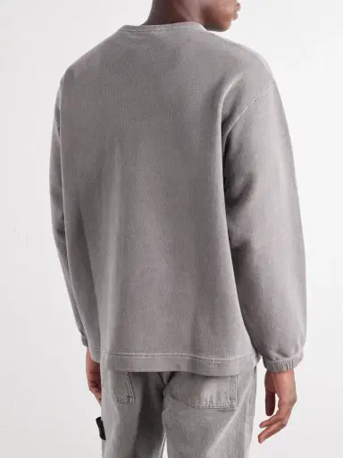 Stone Island Garment-Dyed Cotton-Fleece Sweatshirt - Men | Thumbnail 4 Stone Island Garment-Dyed Cotton-Fleece Sweatshirt - Men | Thumbnail 4