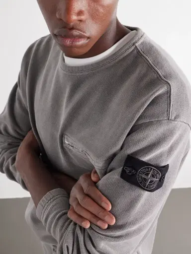 Stone Island Garment-Dyed Cotton-Fleece Sweatshirt - Men | Thumbnail 5 Stone Island Garment-Dyed Cotton-Fleece Sweatshirt - Men | Thumbnail 5