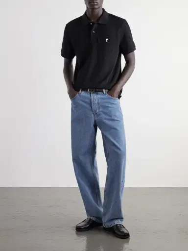 AMI PARIS Logo-Embroidered Cotton-Piqué Polo Shirt - Men | Thumbnail 2 AMI PARIS Logo-Embroidered Cotton-Piqué Polo Shirt - Men | Thumbnail 2