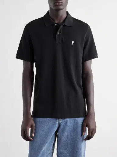 AMI PARIS Logo-Embroidered Cotton-Piqué Polo Shirt - Men | Thumbnail 3 AMI PARIS Logo-Embroidered Cotton-Piqué Polo Shirt - Men | Thumbnail 3